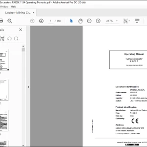 Liebherr Hydraulic excavator P9150 E Operating Manual - PDF DOWNLOAD