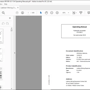 Liebherr Hydraulic excavator P9150 E Operating Manual -  PDF DOWNLOAD