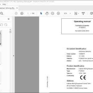 Liebherr Hydraulic excavator P9250 E Operating manual - PDF DOWNLOAD