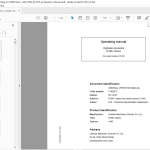 Liebherr Hydraulic excavator R 906 Classic Operating manual - PDF DOWNLOAD
