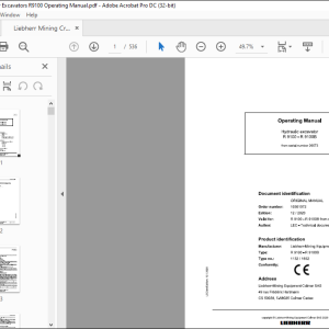 Liebherr Hydraulic Excavator R 9100- R 9100B Operating Manual - PDF ...