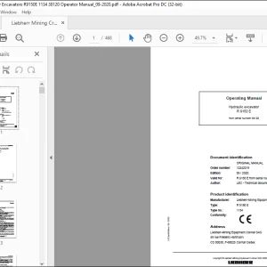 Liebherr Hydraulic excavator R 9150 E Operating Manual - PDF DOWNLOAD