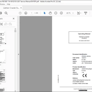 Liebherr Hydraulic excavator R 9150 E Operating manual   - PDF DOWNLOAD