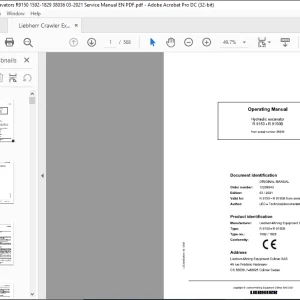 Liebherr Hydraulic excavator R 9150 R9150B Operating manual 38036 - PDF DOWNLOAD