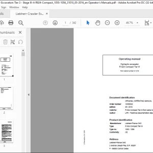Liebherr Hydraulic excavator R 924 Compact Tier III Operation Maintenance Manual SN31010  - PDF DOWNLOAD