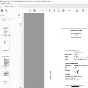 Liebherr Hydraulic excavator R 9250 Operating Manual 30616 - PDF DOWNLOAD