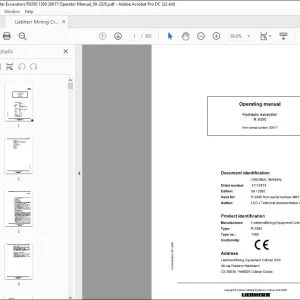 Liebherr Hydraulic excavator R 9350 Operating Manual 30617 -  PDF DOWNLOAD