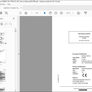 Liebherr Hydraulic excavator R 9600 Operating manual 47002 - PDF DOWNLOAD