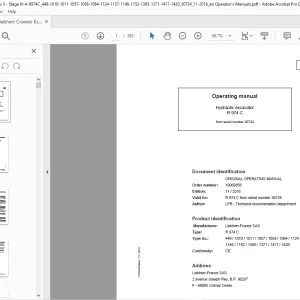 Liebherr Hydraulic excavator R 974 C Operating manual 30724 -  PDF DOWNLOAD
