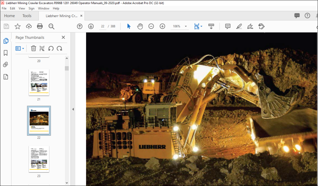 Liebherr Hydraulic Excavator R 996B Operating Manual - PDF DOWNLOAD ...