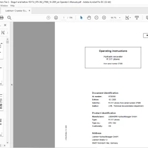 Liebherr Hydraulic excavator R317 Litronic Operating manual 27000 - PDF DOWNLOAD