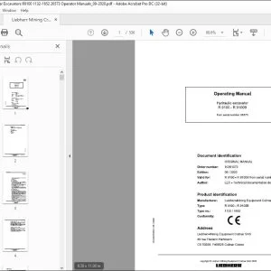 Liebherr Hydraulic excavator R9100-R9100B Operating Manual - PDF DOWNLOAD
