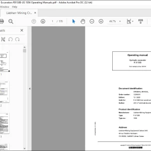 Liebherr Hydraulic excavator R9150 Operating Manual - PDF DOWNLOAD