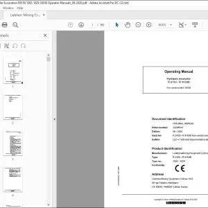 Liebherr Hydraulic excavator R9150-R9150B Operating Manual  38036 - PDF DOWNLOAD