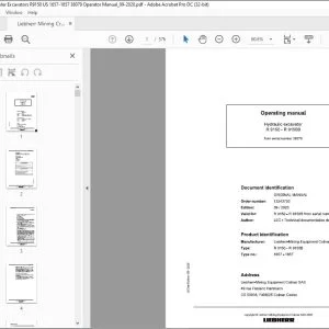 Liebherr Hydraulic excavator R9150-R9150B Operating Manual  -  PDF DOWNLOAD