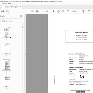 Liebherr Hydraulic excavator R9150-R9150B Operating Manual 30614 - PDF DOWNLOAD