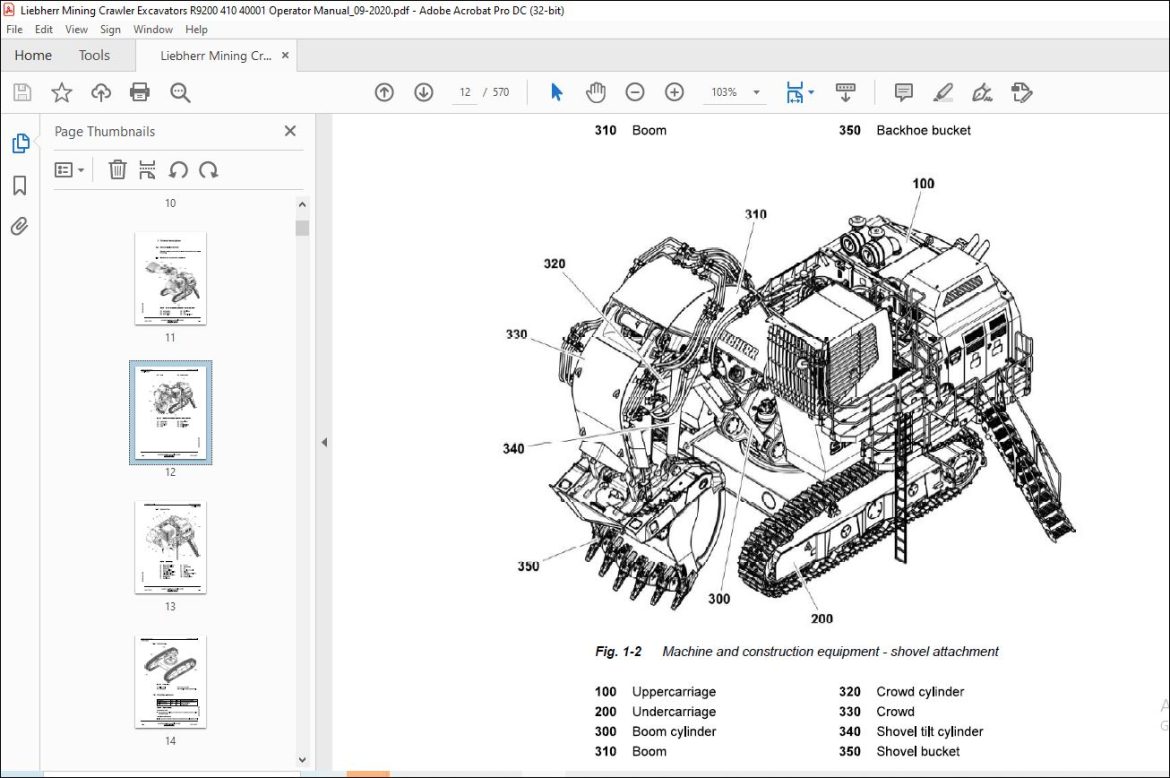 Liebherr Hydraulic excavator R9200 Operating Manual 40001 PDF