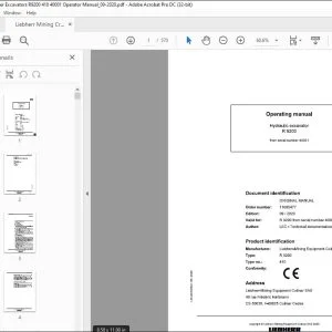 Liebherr Hydraulic excavator R9200  Operating Manual 40001 - PDF DOWNLOAD
