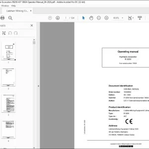Liebherr Hydraulic excavator R9250 Operating Manual 18924 - PDF DOWNLOAD
