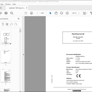 Liebherr Hydraulic excavator R9250 Operating Manual 30616 - PDF DOWNLOAD