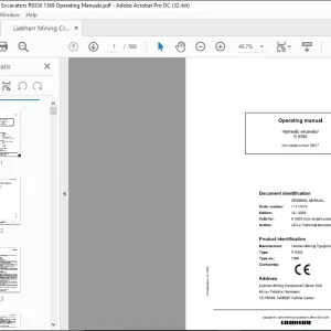 Liebherr Hydraulic excavator R9350 Operating Manual 30617 - PDF DOWNLOAD