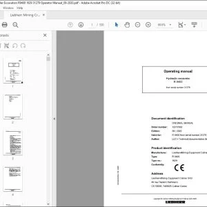 Liebherr Hydraulic excavator R9400 Operating Manual 31279 - PDF DOWNLOAD
