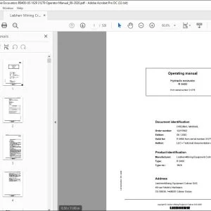 Liebherr Hydraulic excavator R9400 Operating Manual 31279 - PDF DOWNLOAD
