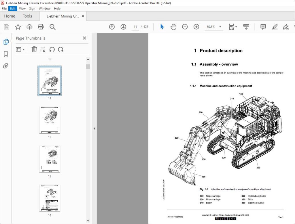 Liebherr Hydraulic Excavator R9400 Operating Manual 31279 - PDF DOWNLOAD - HeyDownloads - Manual ...