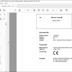 Liebherr L 506 1258 Wheel Loader Service Manual - PDF DOWNLOAD