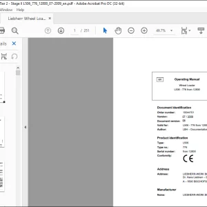 Liebherr L 506 776 Wheel Loader Operating Manual SN 12800 - PDF DOWNLOAD