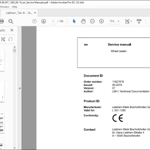 Liebherr L 507 1260 Wheel Loader Service Manual - PDF DOWNLOAD