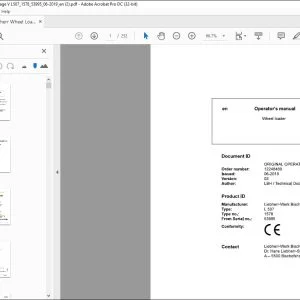Liebherr L 507 1578 Wheel Loader Operator's Manual 53995 - PDF DOWNLOAD