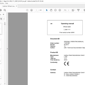 Liebherr L 508 1111 Wheel Loader Operating Manual SN 26361 - PDF DOWNLOAD