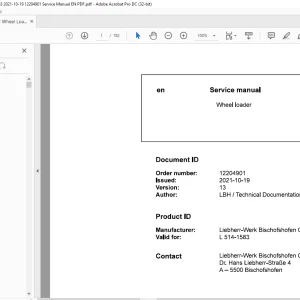 Liebherr L 509 1778 Wheel Loader Service Manual - PDF DOWNLOAD