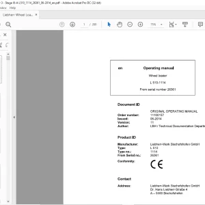Liebherr L 510 1114 Wheel Loader Operating Manual SN 26361 - PDF DOWNLOAD