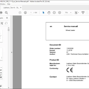Liebherr L 514 1265 Wheel Loader Service Manual - PDF DOWNLOAD