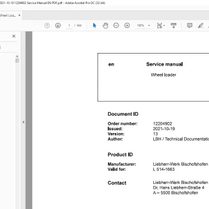 Download Liebherr L 514 1663 Wheel Loader Service Manual PDF