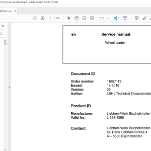 Liebherr L 524 1266 Wheel Loader Service Manual - PDF DOWNLOAD