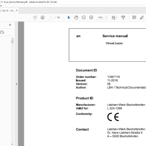Liebherr L 524 1266 Wheel Loader Repair Manual PDF