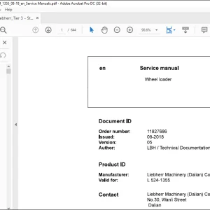 Liebherr L 524 1355 Wheel Loader Service Manual - PDF DOWNLOAD