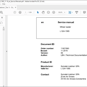 Liebherr L 524 1585 Wheel Loader Service Manual - PDF DOWNLOAD