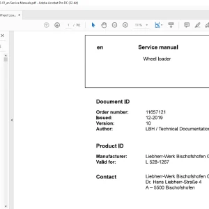 Liebherr L 528 1267 Wheel Loader Service Manual - PDF DOWNLOAD