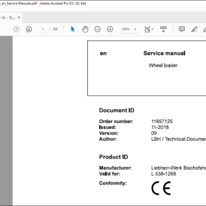 Service Repair Manual for Liebherr L 538 1268 Wheel Loader PDF