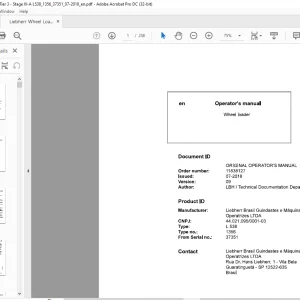 Liebherr L 538 1356 Wheel Loader Operator's Manual SN 37351 - PDF DOWNLOAD