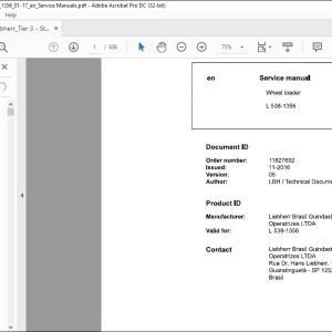 Liebherr L 538 1356 Wheel Loader Service Manual - PDF DOWNLOAD