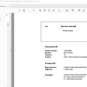Liebherr L 538 1559 Wheel Loader Service Manual - PDF DOWNLOAD