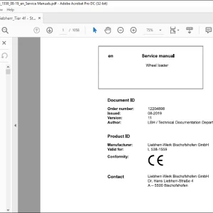 Liebherr L 538 1559 Wheel Loader Service Manual - PDF DOWNLOAD