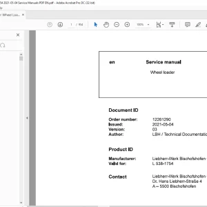 Liebherr L 538 1754 Wheel Loader Service Manual - PDF DOWNLOAD