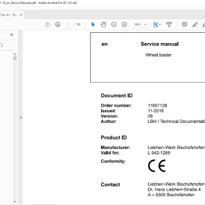 Liebherr L 542 1269 Wheel Loader Service Repair Manual PDF