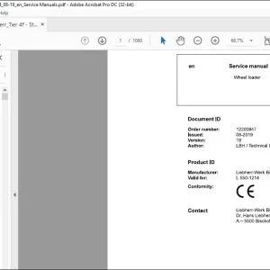 Liebherr L 550 1214 Wheel Loader Repair Manual PDF